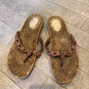 Ugg Braided Thong Cork-Style Flip Flop Sandals